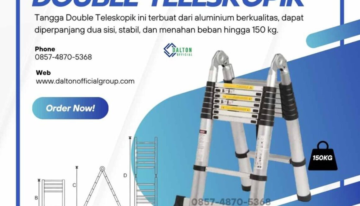 Tangga Double Teleskopik DENKO TLB-7 Telescopic Ladder 2X7 Steps 4.4M