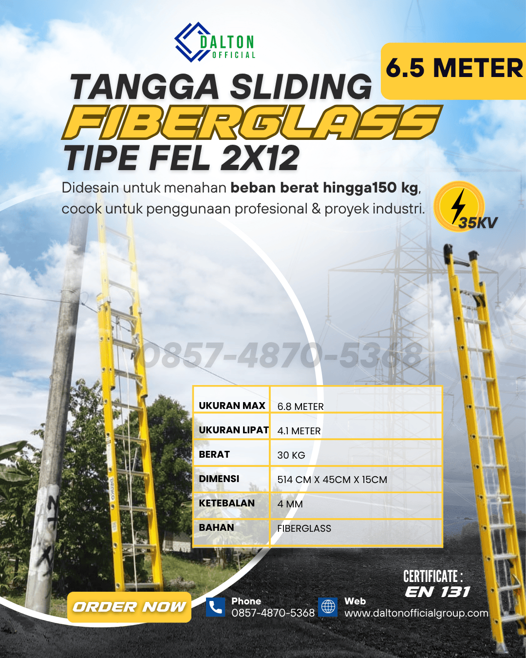 tangga sliding fiberglass 6.8 meter