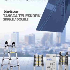 Tangga Double Teleskopik 3,8M / 4,4M / 5M / 5,6M / 6,4M / 8,2M / 9M – Denko